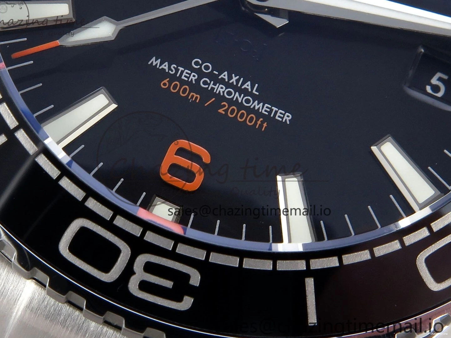 0223 WrinkleFree Seamaster Planet Ocean 600M 43.5mm SS SCF 1:1 Best Edition Black Orange Bezel Black Dial on SS Bracelet A8900 Super Clone 7682